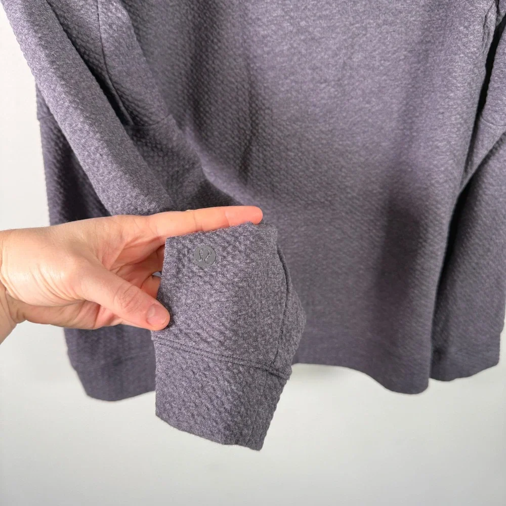 Lululemon At Ease Hoodie Mens Medium Purple Textured Pullover Athleisure Gym
